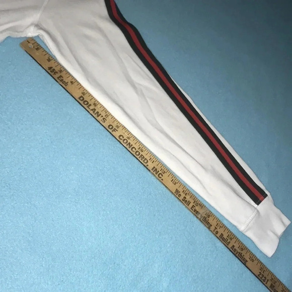 LIBERTADOR hooded sweatshirt dark green and red stripes on long sleeves size M - Picture 6 of 8